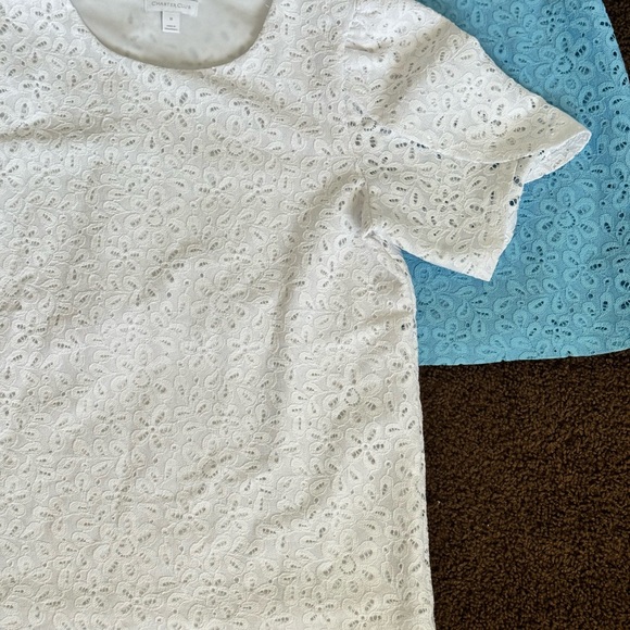 Charter Club White and Blue Eyelet Blouses - Picture 9 of 12